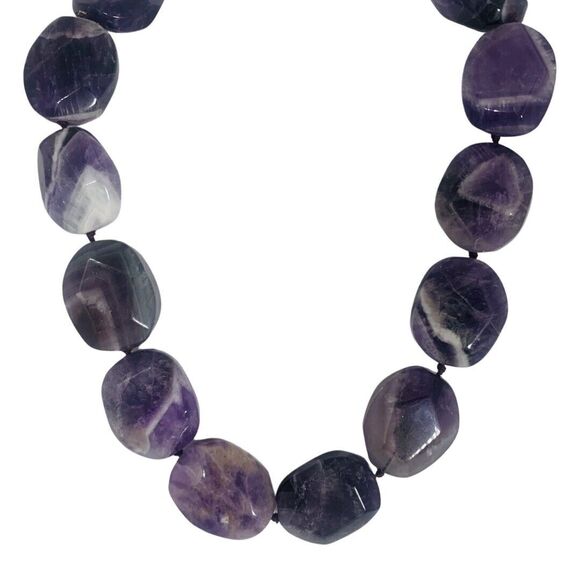 Ralph Lauren Purple Amethyst Chunky Necklace 18" Natural Stone 184 grams Bold - Picture 3 of 10
